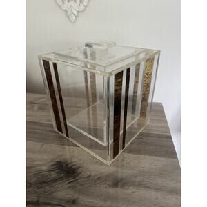 MCM Mid Century Modern Clear Lucite and tortoise acrylic Decorative Box w Lid